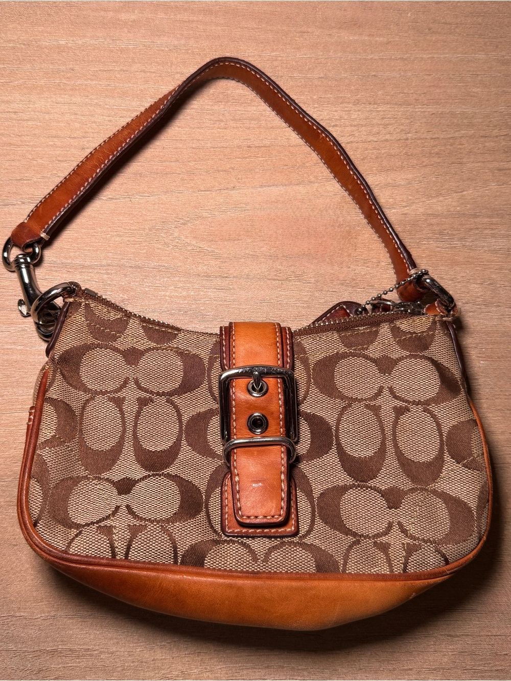 Vintage Coach Signature Shoulder Bag Brown Tan Y2K Hobo Purse